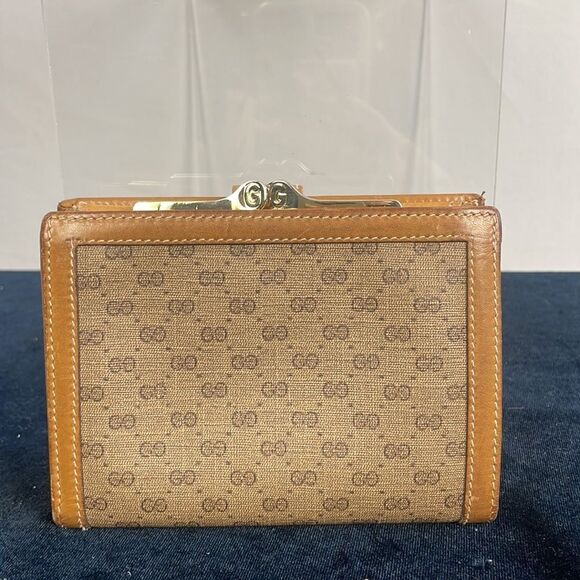Gucci Vintage Tan Logo With Kiss Lock Wallet - Picture 3 of 8